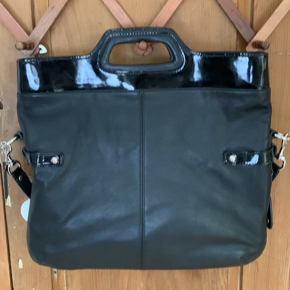 Coach Bonnie black leather fold-over shoulder satchel bag - Picture 3 of 10